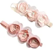 QUMIIRITY 2pcs Headband Adorable Floral Hair Accessories for Boy Girl and Light Pink Dark Pink for Birthdays Photography and Special Occasions
