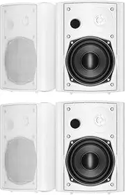 STUDIOFINIX 5.25 Inches Compatable with Bluetooth Outdoor Speakers 600 Watts with Superior Stereo Dome Tweeter Perfect for Indoor- Outdoor Patio Porch Wall Mount System (4 Speakers)
