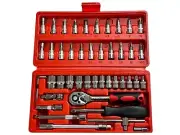 1/4” Dr 46Pc Socket Ratchet Set Extension Adaptor Bit Sockets Tools Sets