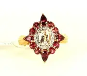 SAVVY CIE $328 Sterling Silver Rose Gold Plated Morganite & Garnet Ring Size 8