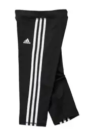 Adidas Big Girl's Black White 3 Stripe Capri Pants Athletic Climalite S/M/L/XL