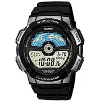 在飛比找松果購物優惠-【CASIO】10年電力飛行時光地圖膠帶電子錶-白面 (AE