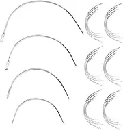 PERSELOSO 48 Pieces Eye Curved Needles C Type Sewing Needles for Crafting Upholstery and Wig Making Sturdy Easy Threading for Darning and Repairs