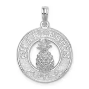 Sterling Silver De-Ani Rhodium-Plated Charleston With Pineapple Circle Pendant