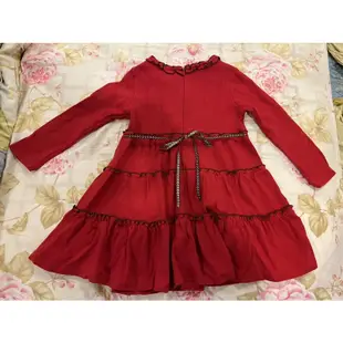 二手長袖洋裝，安妮公主童裝，蛋糕裙洋裝，紅色洋裝