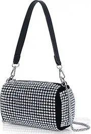[DOSYSO] Evening Clutch Handbags for Women trendy Latest Girls Sparkling Chain Crossbody sling Bag Ladies Purse Wallet for Party Wedding Rhinestone Bling Bag handheld bags for women small size Multicolor, Silver