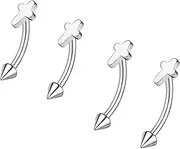 [ZS] 2 Pairs Stainless Steel Eyebrow Rings, 16G Curved Belly Rings Navel Barbell Helix Daith Tragus Earrings, 8/10mm Spike Vertical Labret Lip Piercing Jewellry