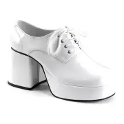 Men's 70s Disco Jazz Dance Block Heel White Platform Shoes