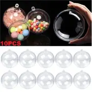 10x Clear Plastic Balls Christmas Baubles Sphere Fillable Xmas Tree Ornament AUS