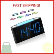 Digital Alarm Clock for Bedroom - 7 Color Night Light, USB and Type-C Charger,7.
