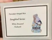 Porcelain Hinged Box Bird White Breasted Nuthatch Midwest, PHB New in Box