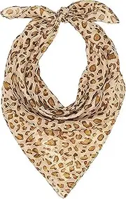 [CXQRR] Silk Hair Scarf Animal Print Leopard Neck Scarf Spring Neckerchief for Women