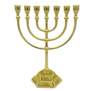 7 Branch Menorah Candle Holder Jerusalem Temple 12 Tribes of Israel Menorah 6.69inch Height