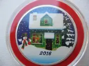 1-OZ.CHRISTMAS RARECOLORIZED SNOWMAN 2016 AMPEX.999 SILVER COIN +GOLD