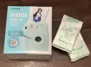 FujiFilm Instax Mini 9 Instant Camera (Ice Blue) with 2 instant films bundle