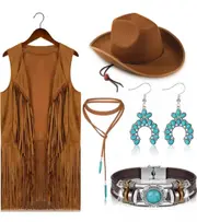 Fringe Cowgirl Vest Hat Costume Set