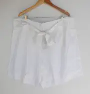 New Autograph Shorts 20 Womens Linen Blend Off White Belt Elastic Waist