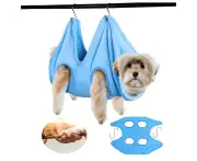 2 in 1 Pet Grooming Hammock Helper Dry Towel for Dog and Cat Hammock Restraint Bag-M-Blue