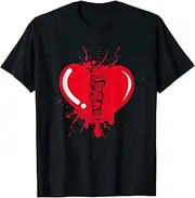 [X.Style] Valentine Broken Heart Shirt Red Valentines Day Graphic ds2146 T-Shirt