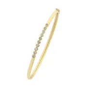 9kt Yellow Gold Silver Infused Cubic Zirconia Oval Bangle