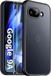 TR4U 3 in 1 Google Pixel 9a Case, Matte Case with 2-Pack Screen Protectors, [Shockproof] Pixel 9a Case [Military Grade Protection] [Non-Slip Slim Fit] Protective Case for Pixel 9a 6.3-Inch (2025)