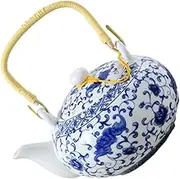 Hoement Premium Ceramic Teapot Large Capacity Tea Kettle for Home Use Creative Design for Parties and Personal Collections and High Temperature Resistant Blue and White Porcelain Teapot