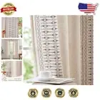 Elegant Boho Beige Linen Blend Curtains - 90” Light-Filtering Drapes (2 Panels)