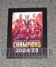 Liverpool EPL Champions 2024/25 Signed Mo Salah and Virgil van Dijk Black Frame
