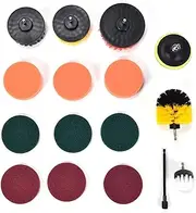 16PCS Drill Brush Attachment Set Scrub Pads Sponge Cleaning Brushes Wall Floor Dust Removal Electric Power Scrubber Kit Household Cleaning