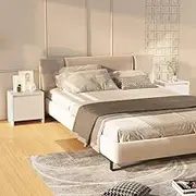 Bedside Nightstand Table Set for Bedroom: High Gloss White End Tables, Engineered Wood Night Stands with Storage for Living Room and Bed – 45x34x44.5 cm