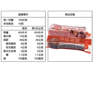 【富統食品】特級培根-3入組(1KG；約35片)