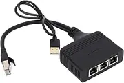Gigabit Ethernet Splitter 1 in 3 Out, 1000Mbps RJ45 Internet Splitter Adapter with USB Power Cable 3 Port Network Splitter for TVs, Routers, Computers