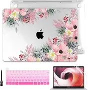 Batianda for MacBook Pro 13 Case 2022 M2 Chip Plastic Hardshell with Keyboard Cover Screen Protector for MacBook Pro with Touch Bar 2021 2020 Release Model A2338 M1/A2289/A2251 (Beautiful Floral)