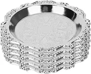 Alipis Antique Trinket Dish Flower Shaped Appetizer Plate Metal Serving Platter, Food Tray Ring Holder for Snacks Candy,6Pcs Silver
