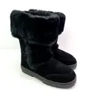 Style & Co Witty Womens Size 5 Black Leather Mid Calf Faux Fur Snow Winter Boots