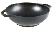 Lodge 9 Inch Cast Iron Mini Wok Pre Seasoned with Loop Handles Ideal for Cooking