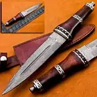 14.4"INCHES APPROX HAND MADE DAMASCUS STEEL DAGGER BOWIE KNIFE GIFT FOR HUSBAND