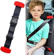 Car Seat Belt Adjuster for Kids, Car Seat Belt Clip, Car Shoulder Neck Safety Positioner Belt Strap Child Restraint Harness for Car, Car Safety Seat Belt Harness for Kids Over 4 Years Old (Red)