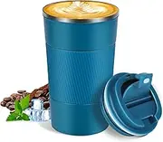 WVacFre 500ml Portable Stainless Steel Tumbler Coffee Cup,Leak Proof Travel Coffee Mug with Lid,Reusable Coffee Cup for Hot and Cold Drinks (Blue)