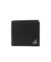 Prada Triangle Logo Bifold Wallet One size Black