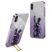For iPhone XS Max Pull-out Kickstand Phone Cover Fall Protection Rabbit Case