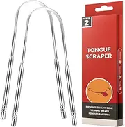 Srnede Tongue-Scraper for Adults Tongue Cleaner Metal Tongue Scraper Oral Care with Travel Case 2 Pack