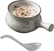 Soup Bowl,Rice Bowl,reakfast Bowl,Soup Bowl with Handle and Spoon, 22 OZ, Onion Soup Bowl, Microwave and Oven Safe, Breakfast Bowl for Cereals.-White