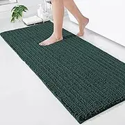 Arotive Luxury Chenille Bathroom Rug Mat, Extra Soft Thick Absorbent Shaggy Bath Rugs, Non-Slip Machine Wash Dry, Plush Bath Mats for Bathroom, Shower and Tub, 60x24, Dark Green