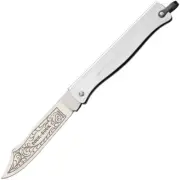 DOUK-DOUK Folding Knife Carbon Steel Blade, Silver Finish