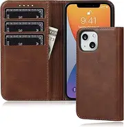 FROLAN for iPhone 13 Wallet Case with Card Holder, Premium PU Leather Credit Slot Flip Folio Book Drop Protection Shockproof Phone Cover for iPhone 13 6.1 Inch (Dark Brown)