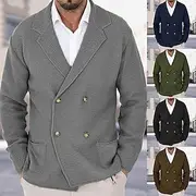 Men's Sweater Cardigan Sweater Ribbed Knit Regular Tops Knitted Plain Notch Modern Contemporary Smart Casual Office Casual Clothing Apparel Spring Fall Black