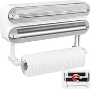 3 in 1 Foil and Plastic Wrap Organizer，Magnetic Plastic Wrap Dispenser with Cutter，Aluminum Foil Organization and Storage