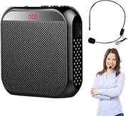Portable Voice Amplifier | Tour Guide Speaker with 2200mAh Rechargeable Battery - Wired Microphone Headset and Amplifiers Loudspeaker for Teachers, Coaches, Tour Guides and Presentation