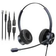 Telephone Headset with Microphone Noise Canceling, Binaural with RJ9 Jack & 3...